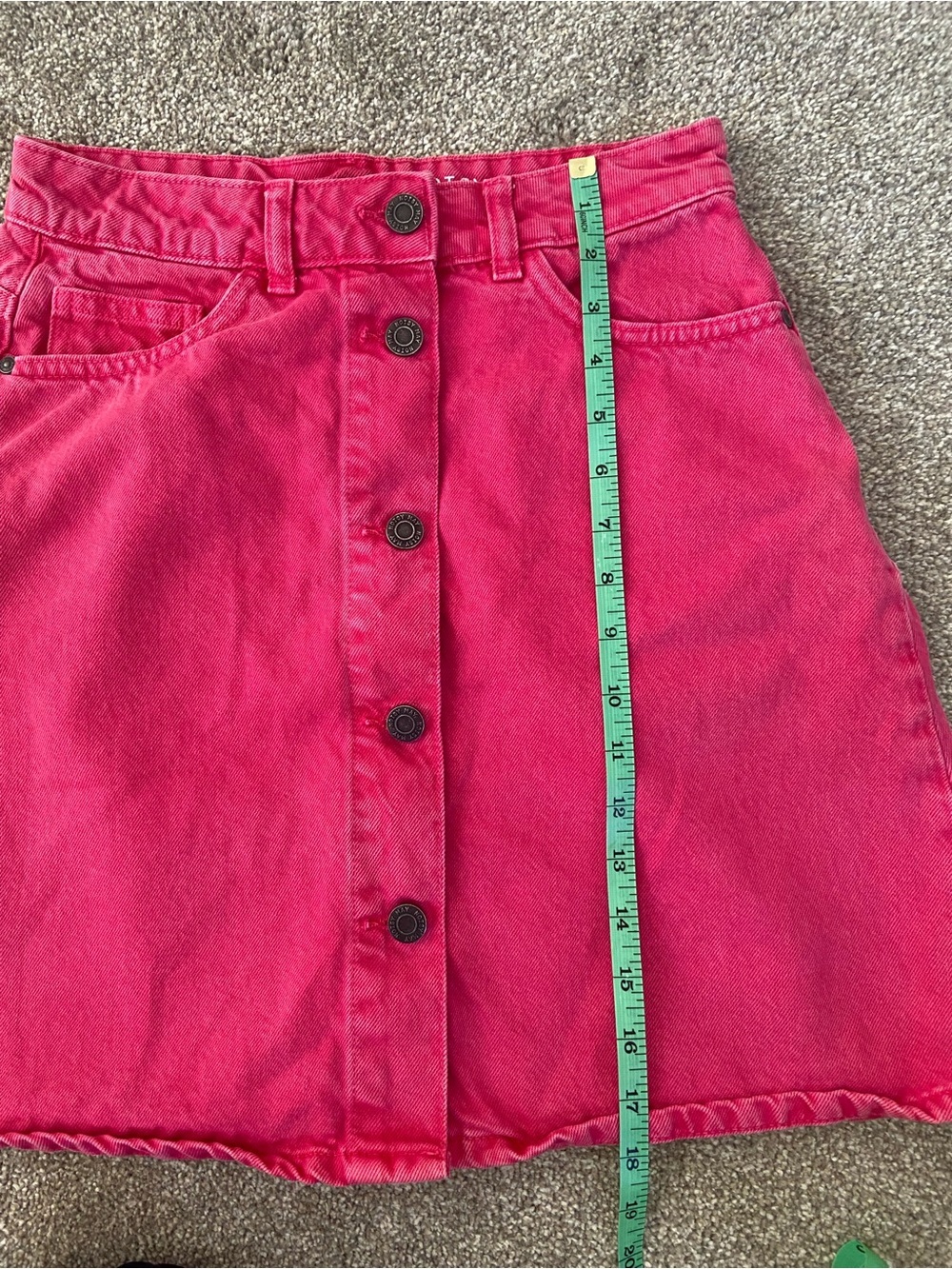Hot Pink Button-Front A-Line Denim Skirt - Picture 7 of 10
